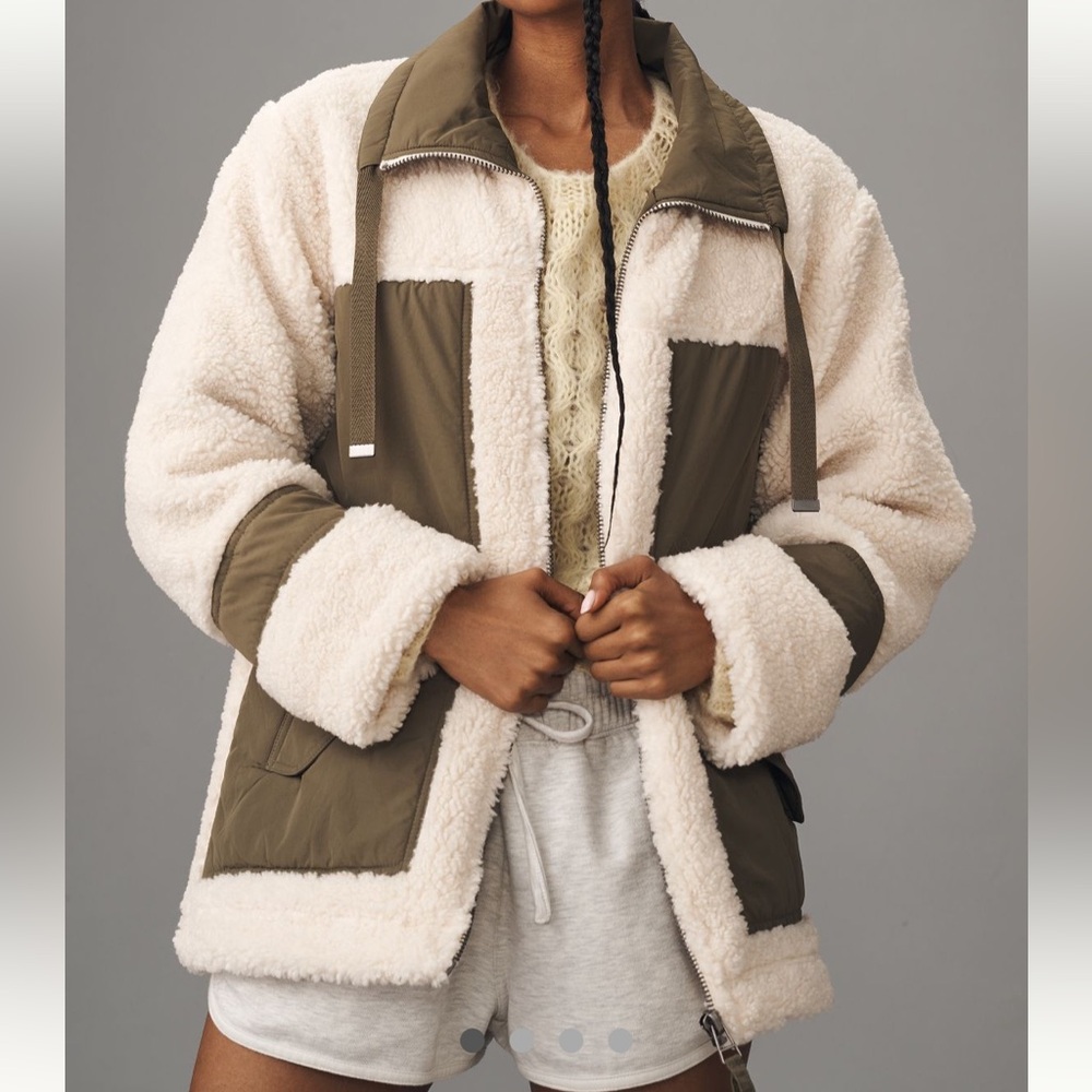 Anthropologie Pilcro Mixed Sherpa Anorak Jacket NWT XXS